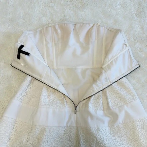 BCBGMaxAzria Dorothea Strapless Babydoll Mini Dress Fairy Whimsical Wedding - Picture 6 of 14